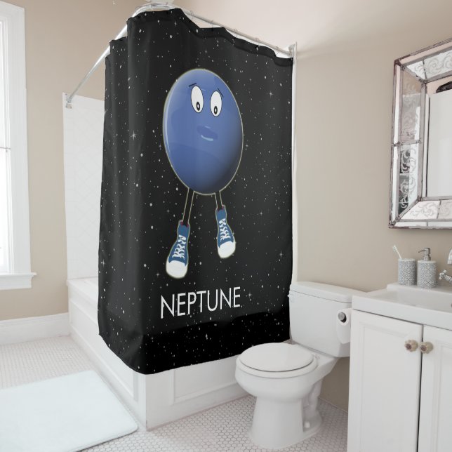 Planet Neptune & Stars Shower Curtain (In Situ)