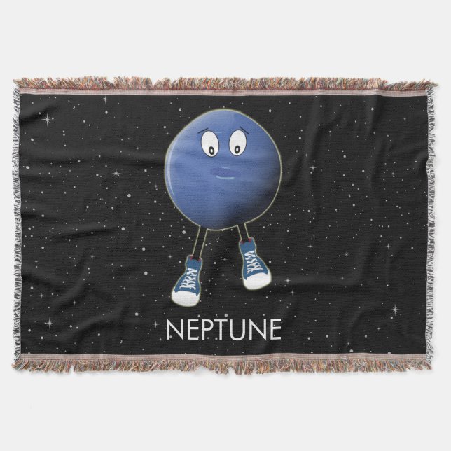 Planet Neptune & Stars Throw Blanket (Front)