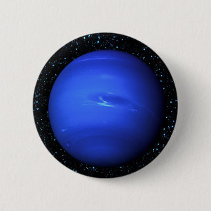 PLANET NEPTUNE with Star Background (solar system) 6 Cm Round Badge