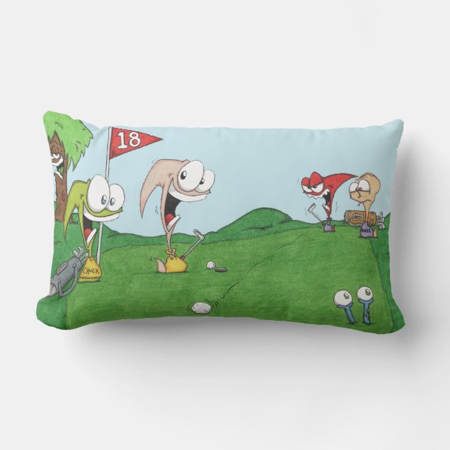 Planet OHNO! golf pillow. Lumbar Cushion (Front)