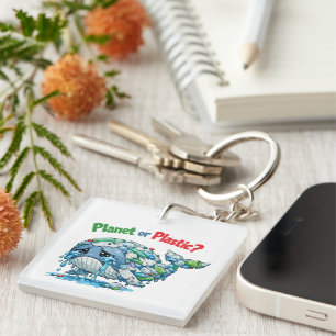 Planet or Plastic? Save the Ocean Whale. Key Ring