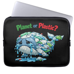 Planet or Plastic? Save the Ocean Whale. Laptop Sleeve