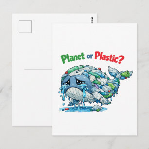 Planet or Plastic? Save the Ocean Whale. Postcard