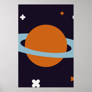 Planet orbit universe star galaxy poster
