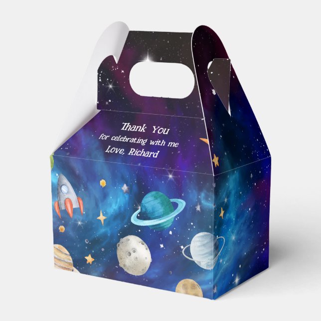 Planet Outer Space Astronaut Birthday Party Favour Box (Front Side)