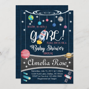 Planet Outer Space Baby Shower Invitation Girl