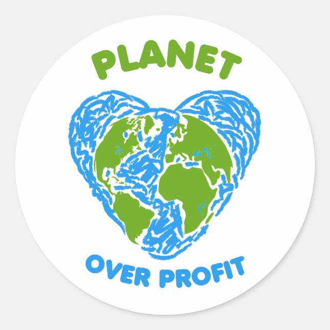 Planet over Profit Classic Round Sticker (Front)