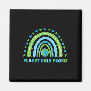 Planet Over Profit Earth Day Environmental Rainbow Magnet