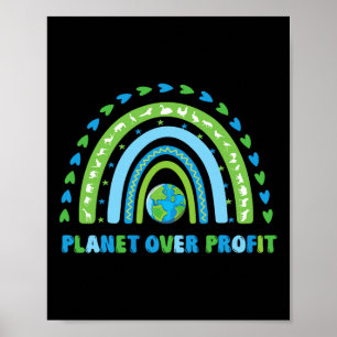 Planet Over Profit Earth Day Environmental Rainbow Poster