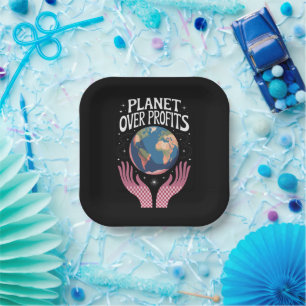 Planet Over Profits Earth Climate Change is Real Paper Plate