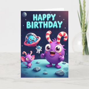 Planet Party Birthday Card