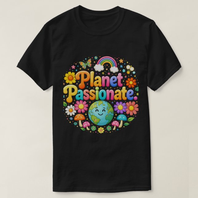 Planet Passionate Colorful Typography T-Shirt (Design Front)
