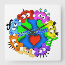 Planet Peek-A-Boo Logo Design Clock