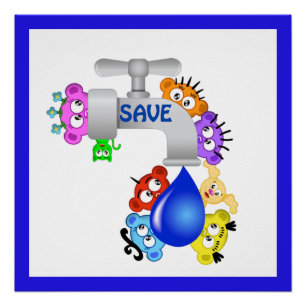 Planet Peek-A-BOO /Save Water design Poster