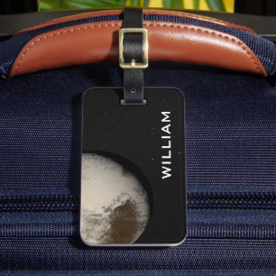 Planet Pluto Solar System Black Space with Stars Luggage Tag