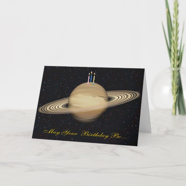 Planet Saturn Birthday Card (Front)