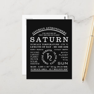 Planet Saturn Detailed Astronomy Symbol Postcard