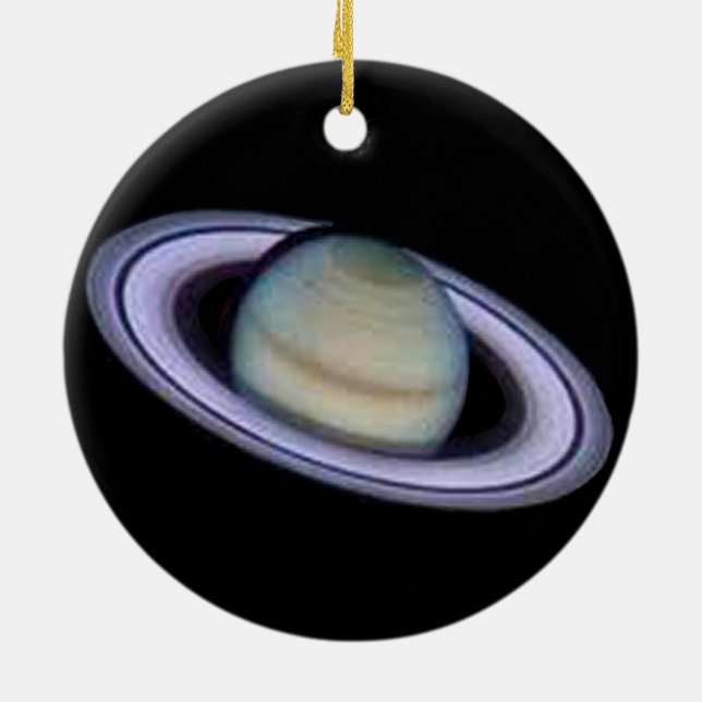 Planet Saturn Ornament. Ceramic Tree Decoration (Back)
