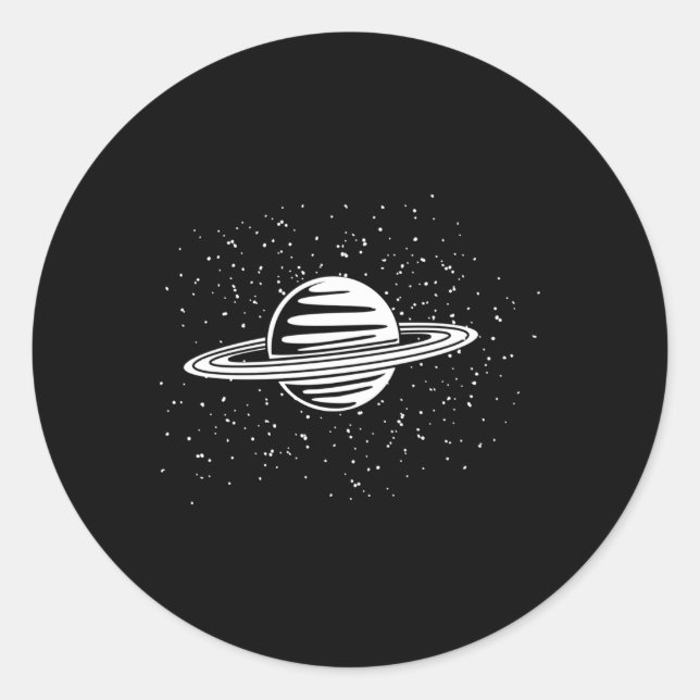 Planet Saturn Rings Outer Space Solar System Classic Round Sticker (Front)