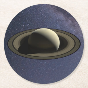 Planet Saturn Round Paper Coaster