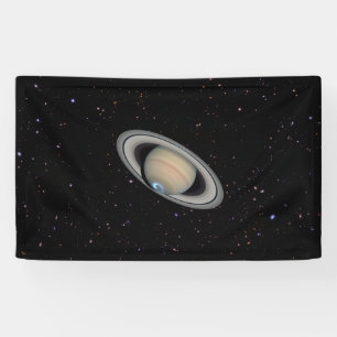 Planet Saturn Starry Sky Banner