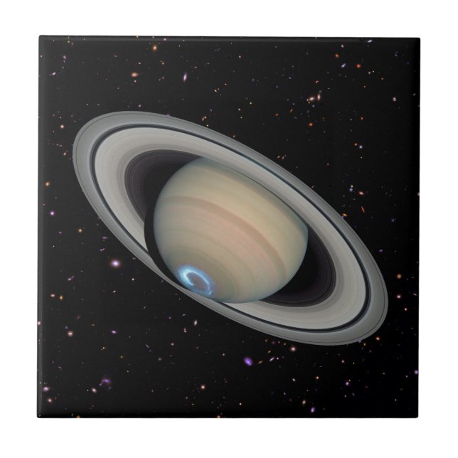Planet Saturn Starry Sky Ceramic Tile (Front)