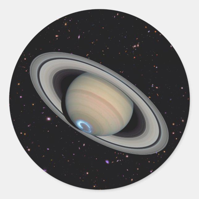 Planet Saturn Starry Sky Classic Round Sticker (Front)