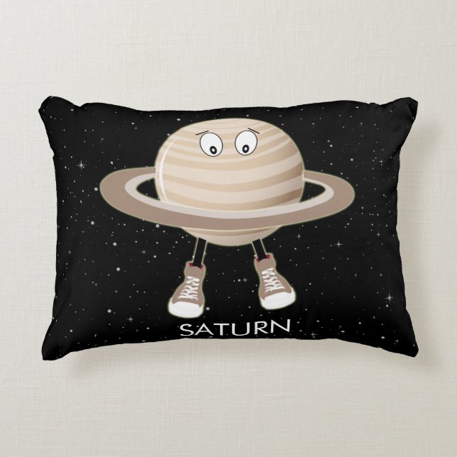 Planet Saturn & Stars Decorative Cushion (Front)