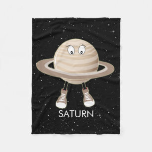 Planet Saturn & Stars Fleece Blanket