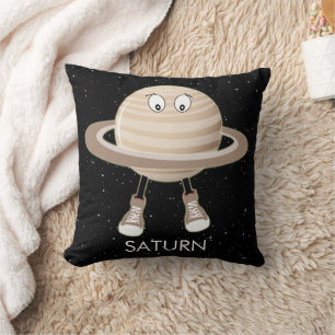 Planet Saturn & Stars Throw Pillow