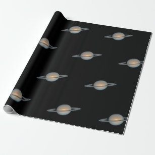 Planet Saturn with Ring Pattern Wrapping Paper