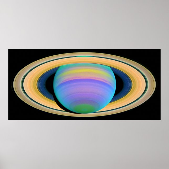Planet Saturn's Rings as Seen in Ultraviolet Light Poster (Front)