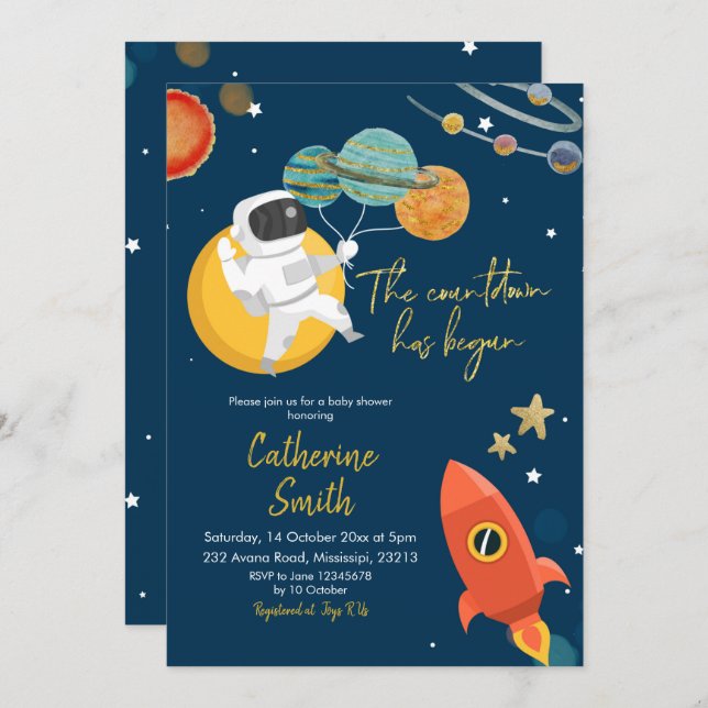 Planet Solar Space Baby Shower Invitation (Front/Back)