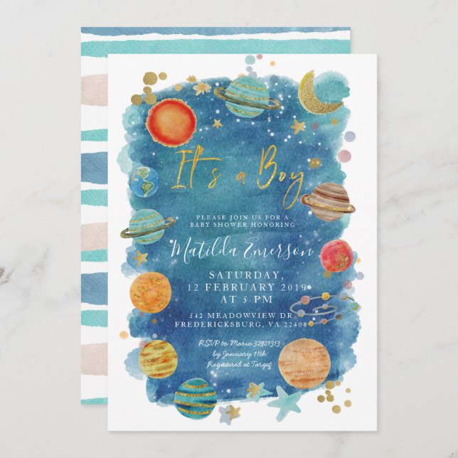 Planet Space Solar Baby Shower Invitation (Front/Back)