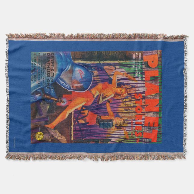 Planet Stories Magazine Cover 3 Throw Blanket (Front)