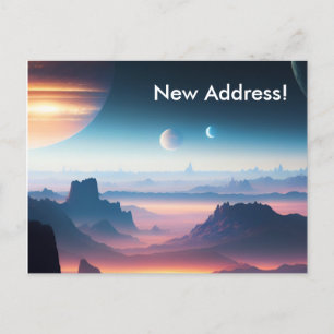 Planet Surface Planet Moons New Address Postcard