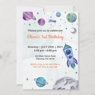 Planet Theme Boy Birthday  Invitation