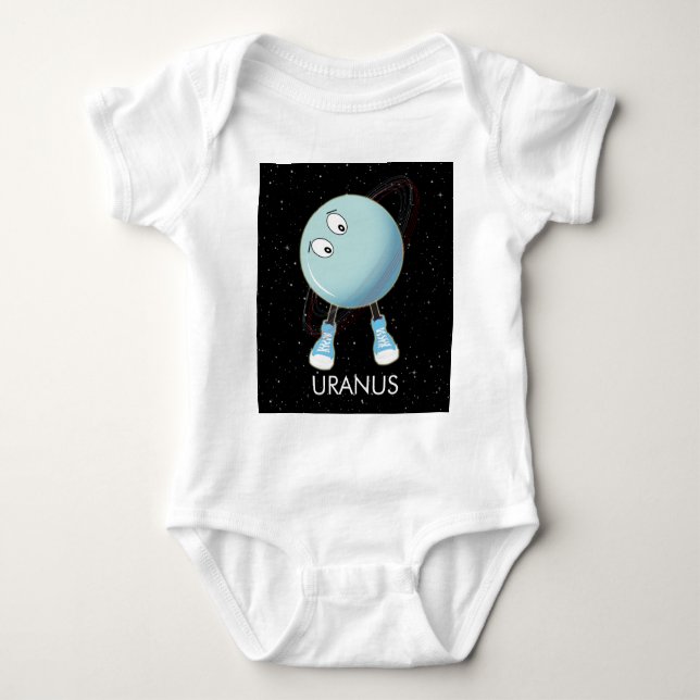 Planet Uranus & Stars Baby Bodysuit (Front)