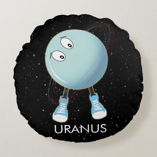 Planet Uranus & Stars Round Cushion (Front)