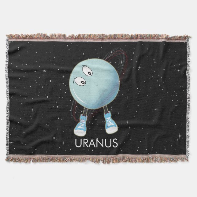 Planet Uranus & Stars Throw Blanket (Front)