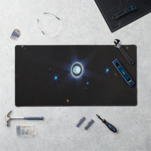 Planet Uranus with Rings and Moons JWST Image Desk Mat