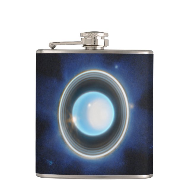 Planet Uranus with Rings and Moons JWST Image Hip Flask (Front)