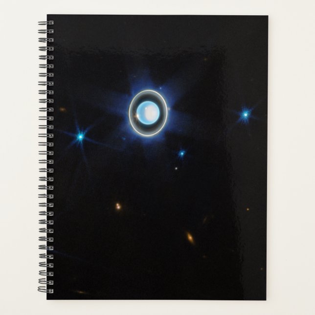 Planet Uranus with Rings and Moons JWST Image Planner (Front)
