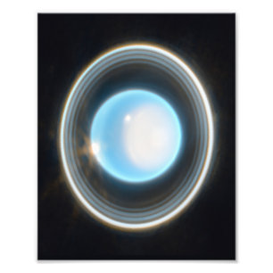 Planet Uranus with Rings JWST Image Photo Print