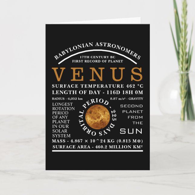 Planet Venus Detailed Astronomy Card (Front)