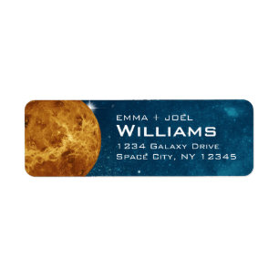 Planet Venus Orange Solar System Return Address Label