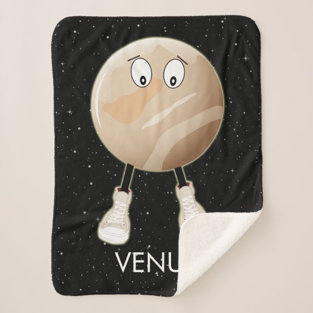 Planet Venus & Stars Sherpa Blanket (Front)