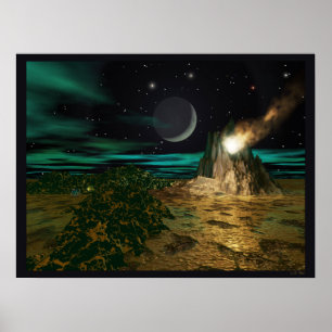 Planet Volcano World Poster