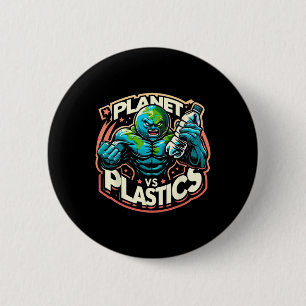 Planet Vs Plastics Earth Day 6 Cm Round Badge
