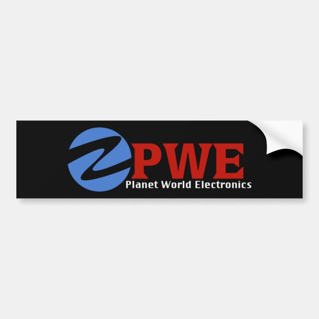 Planet World Electronics Black Bumper Sticker (Front)